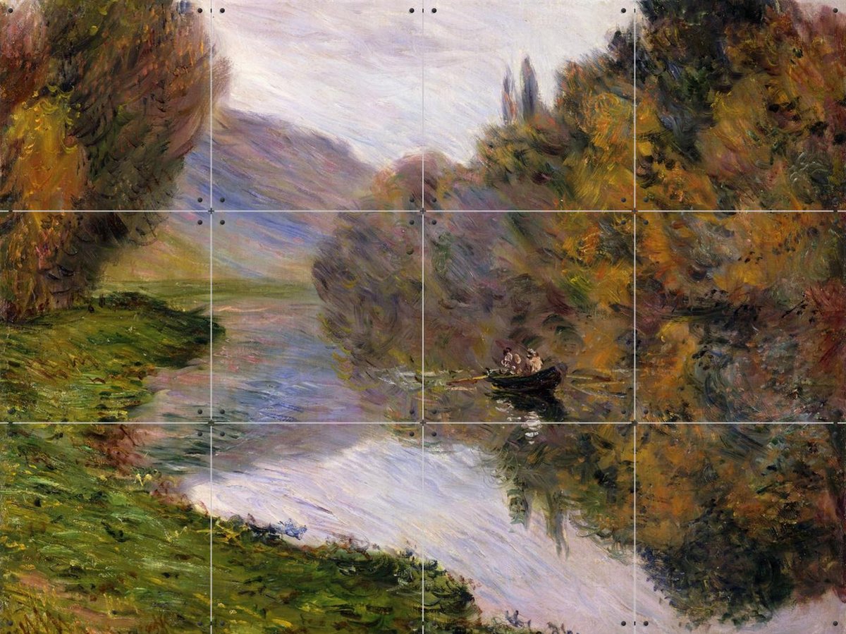 IXXI Boat on the Seine near Jeufosse, Claude Monet & Bridgeman Images - 80 x 60 cm - Gratis ophangtool - Grote wanddecoratie en posters -