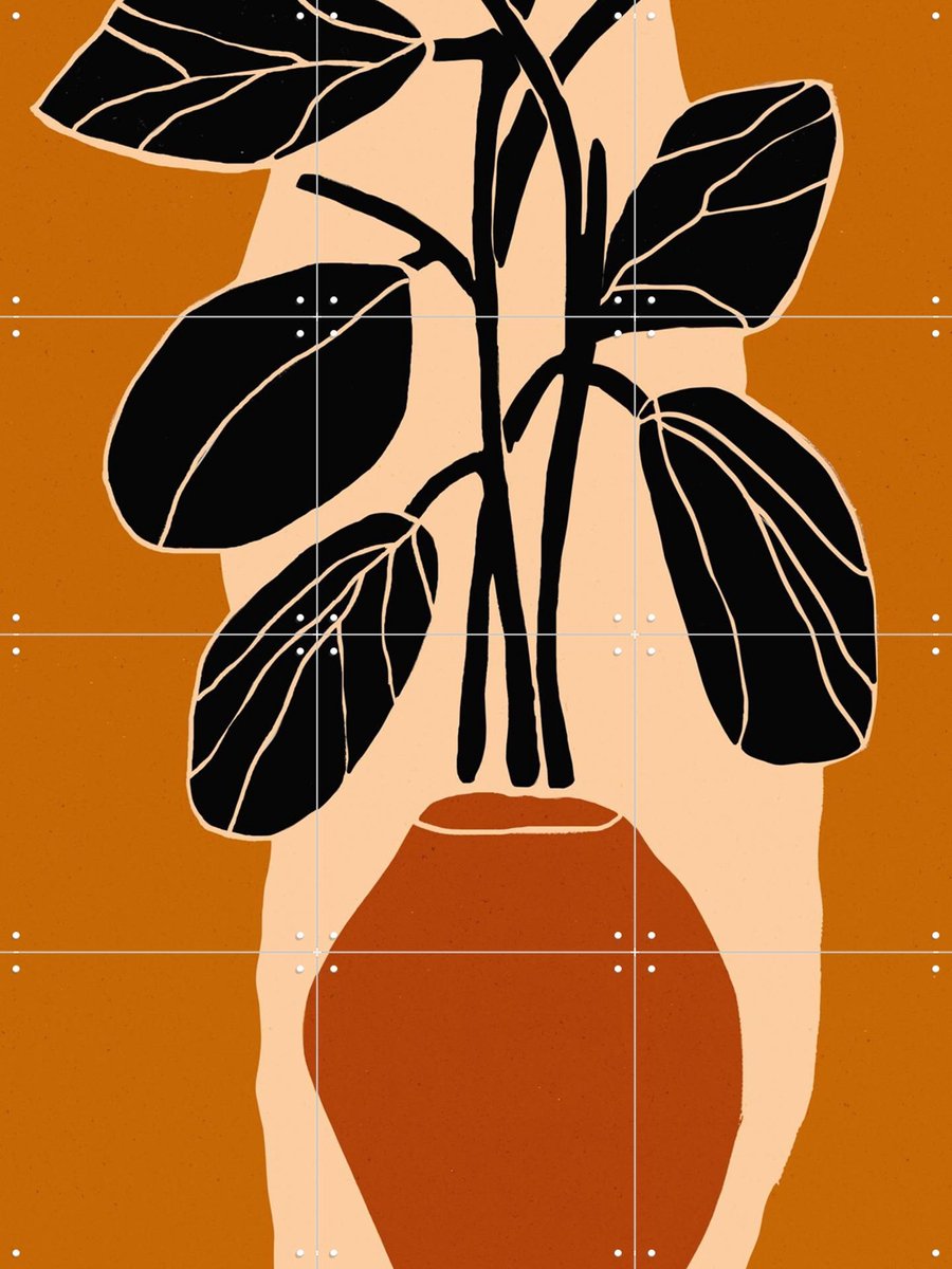 IXXI Bold Leaf Silhouette, Treechild & Various - 60 x 80 cm - Gratis ophangtool - Grote wanddecoratie en posters - Modern, Illustraties, Minimalisme