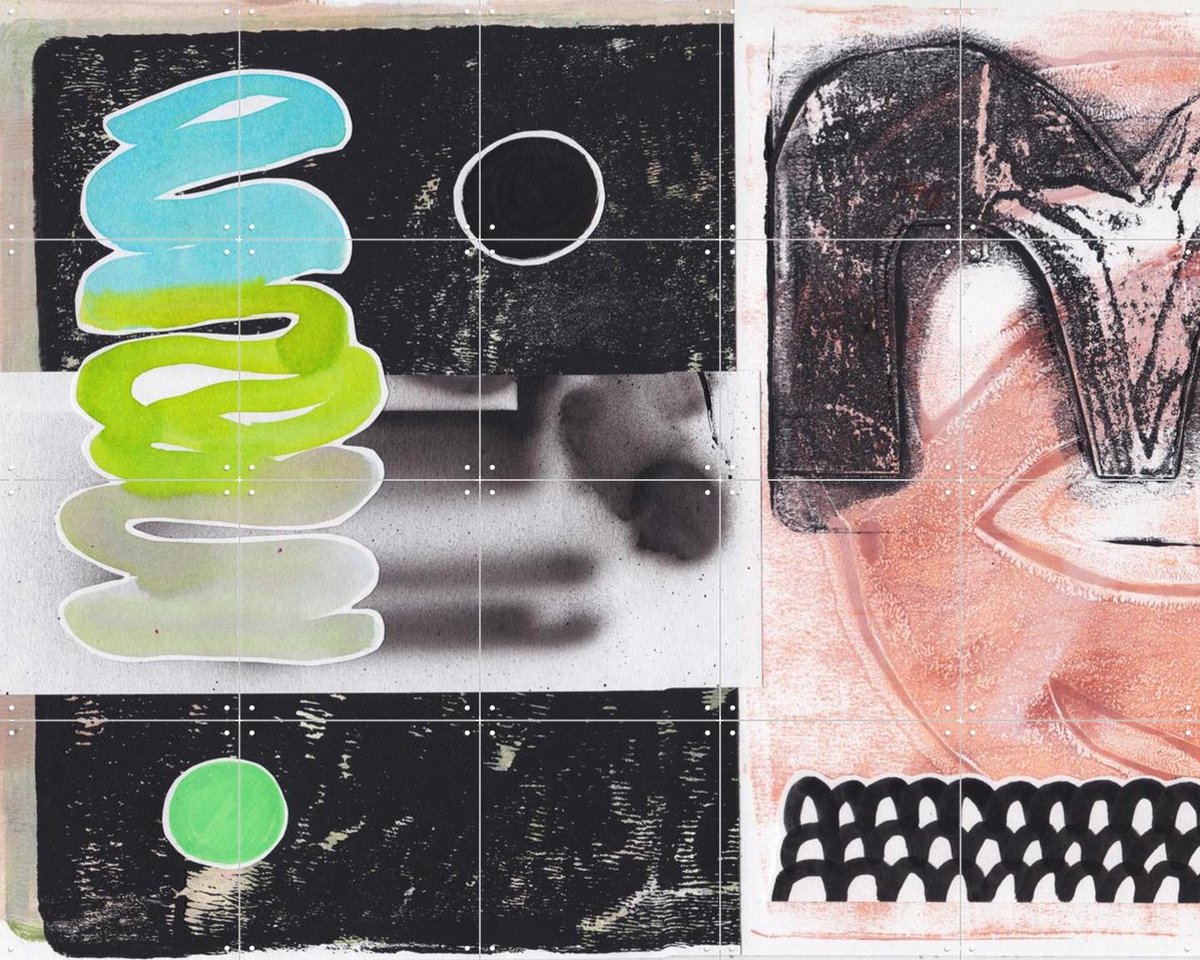 IXXI Grafitti Groove, Henriette Visscher - 100 x 80 cm - Gratis ophangtool - Grote wanddecoratie en posters - Collage, Speels, Abstract, Grafisch