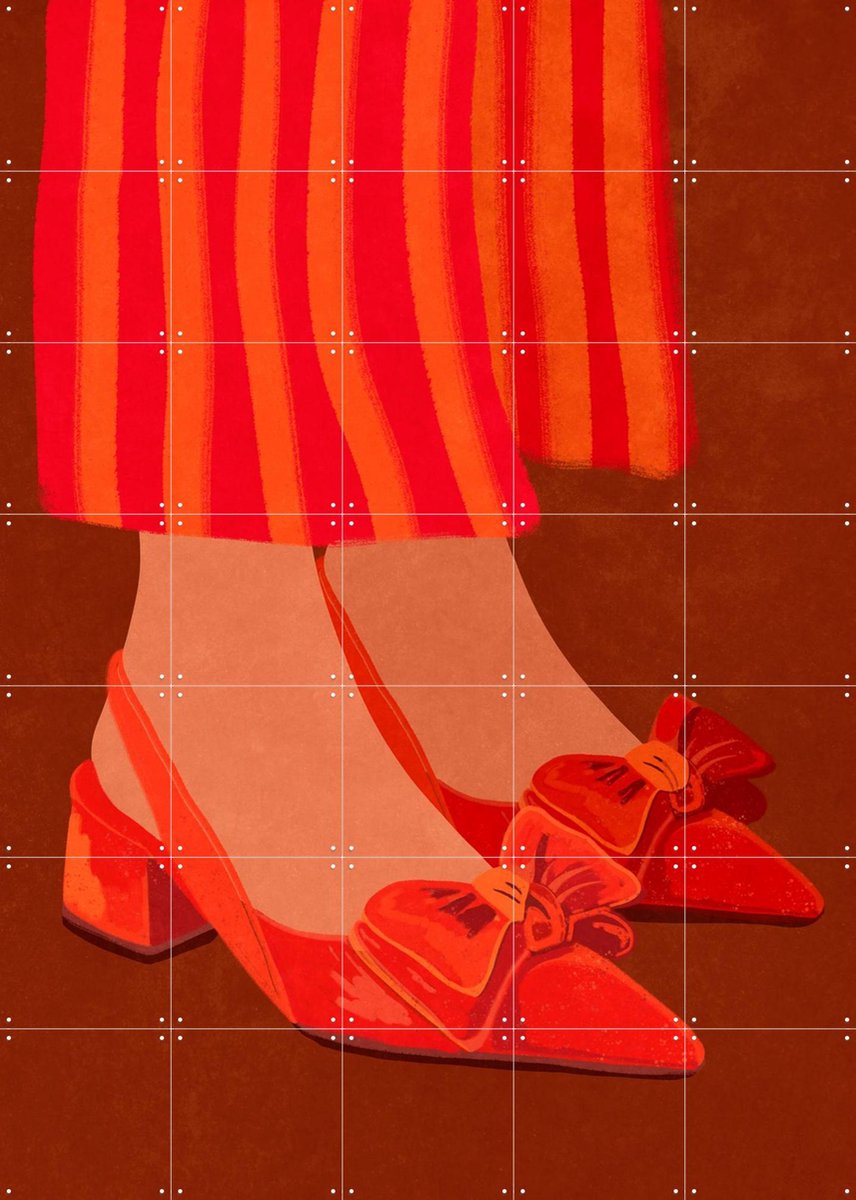 IXXI Vintage Shoes, Raissa Oltmanns - 100 x 140 cm - Gratis ophangtool - Grote wanddecoratie en posters - Kleurrijk, Speels, Illustraties, Vintage