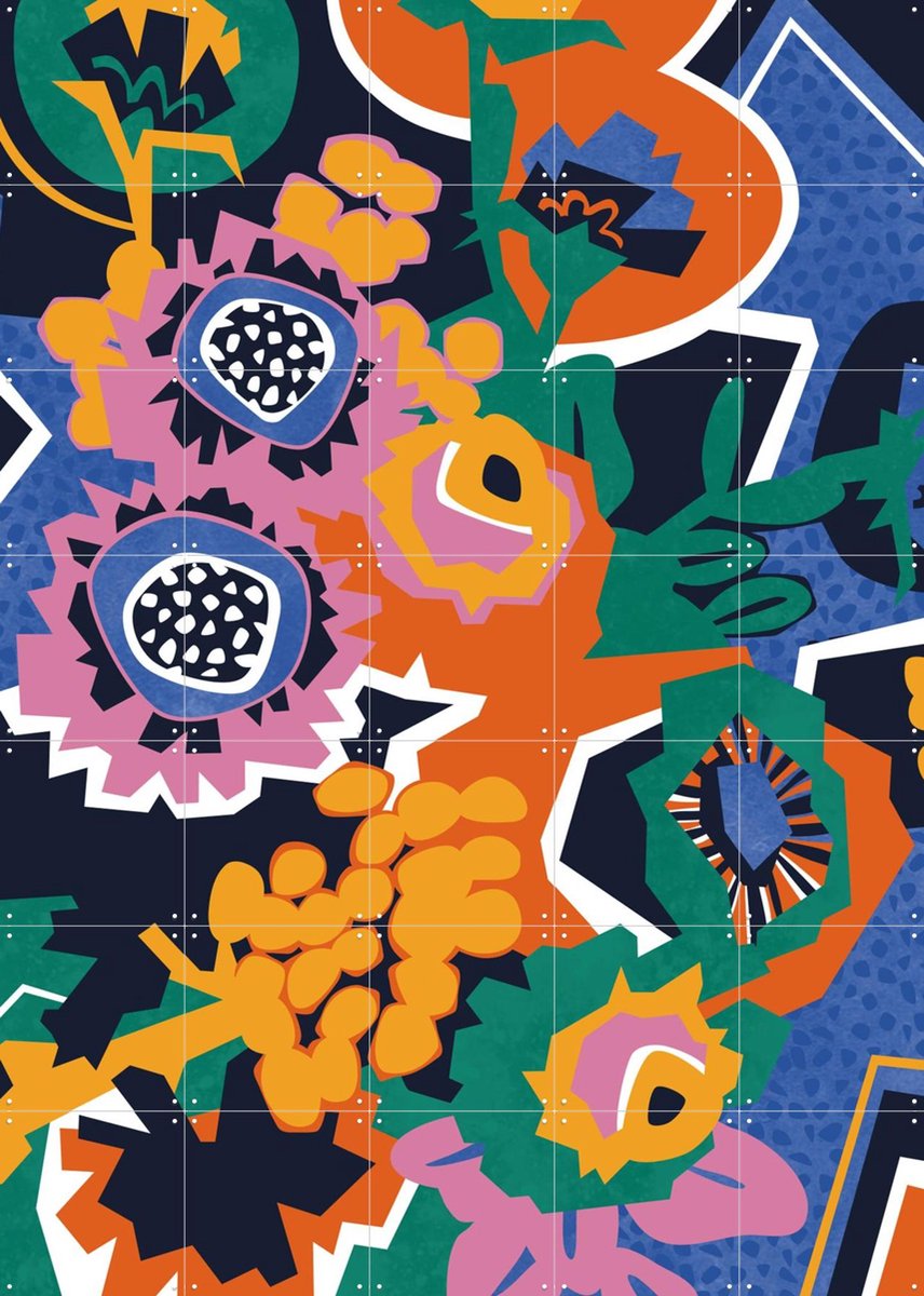 IXXI Midnight Mums, Megan Gallagher - 100 x 140 cm - Gratis ophangtool - Grote wanddecoratie en posters - Abstract, Pop art, Speels, Geometrische