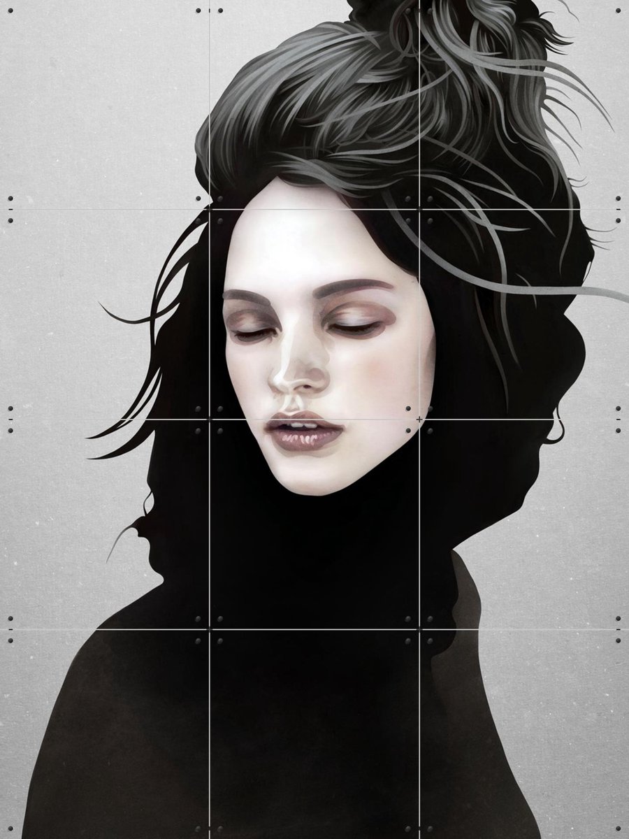IXXI Elsewhere Girl, Ruben Ireland - 60 x 80 cm - Gratis ophangtool - Grote wanddecoratie en posters - Grafisch Ontwerp, Illustraties, Digitale Kunst