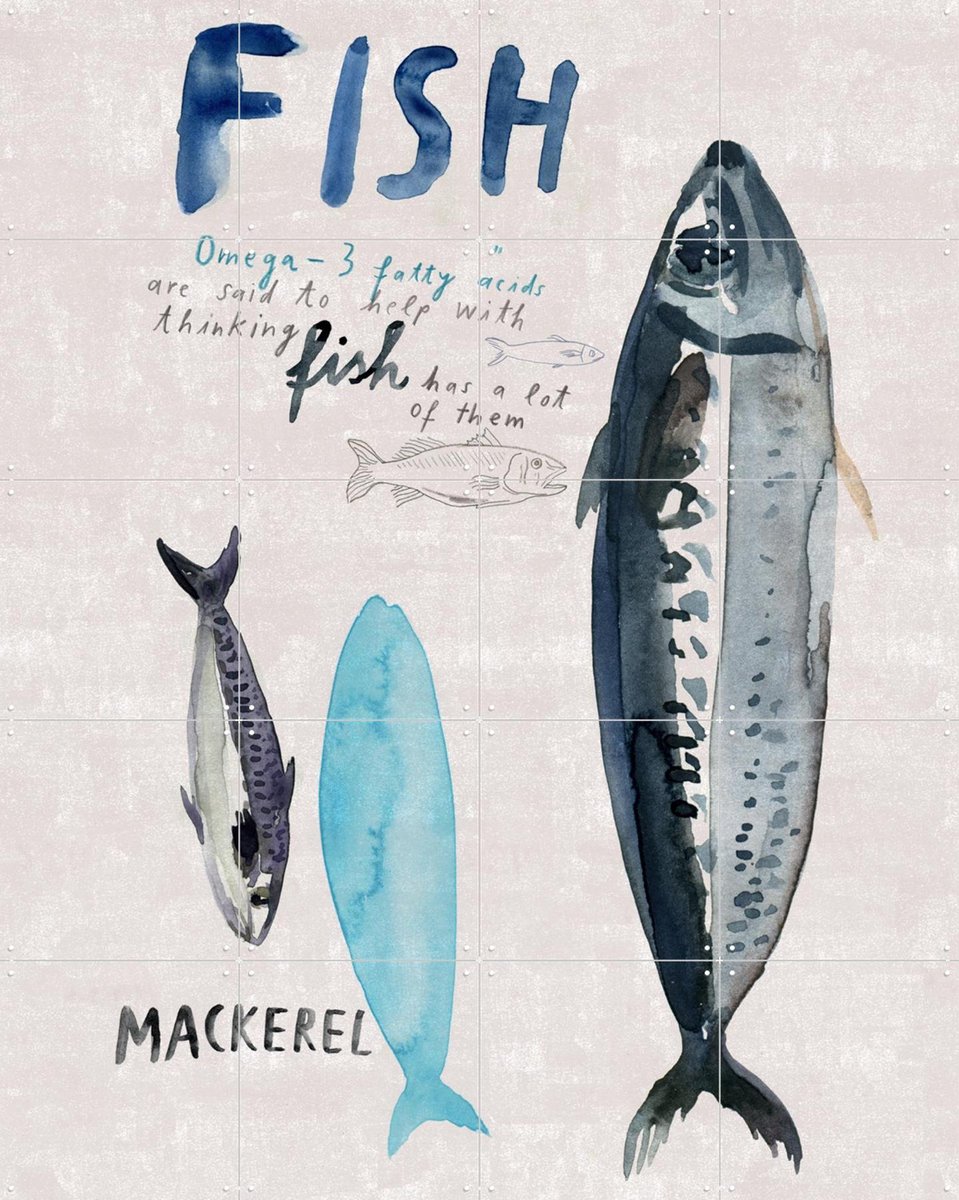 IXXI Fish, Signorinah - 80 x 100 cm - Gratis ophangtool - Grote wanddecoratie en posters - Illustraties, Aquarel, Woonkamer, Keuken, Eetkamer, Natuur