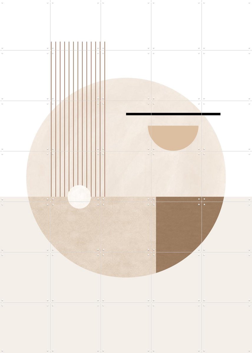 IXXI Neutral Semicircles Poster No.2, Elena Ristova & Various - 100 x 140 cm - Gratis ophangtool - Grote wanddecoratie en posters - Abstract