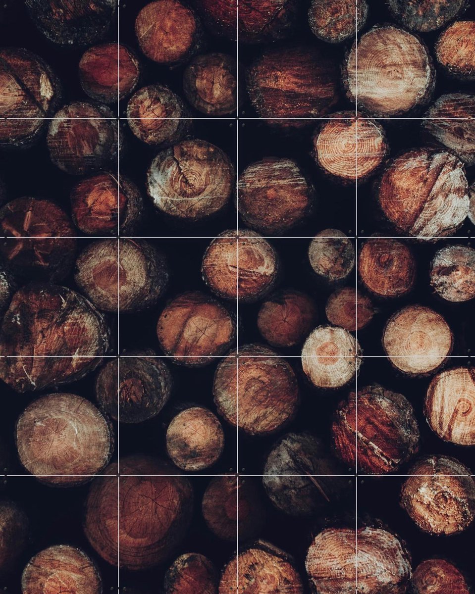 IXXI Stacked Timer Wood Logs, Ingrid Beddoes - 80 x 100 cm - Gratis ophangtool - Grote wanddecoratie en posters - Fotografie, Woonkamer, Slaapkamer