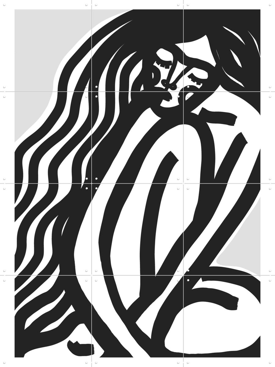 IXXI The Silence (Black), Treechild & Various - 60 x 80 cm - Gratis ophangtool - Grote wanddecoratie en posters - Grafisch Ontwerp, Line art