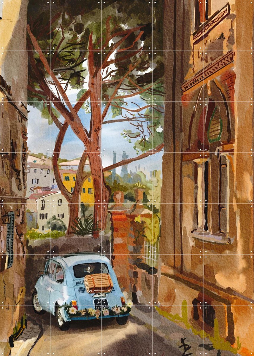 IXXI Somewhere in Tuscany, Ekaterina Zagorska - 100 x 140 cm - Gratis ophangtool - Grote wanddecoratie en posters - Illustraties, Aquarel, Eetkamer