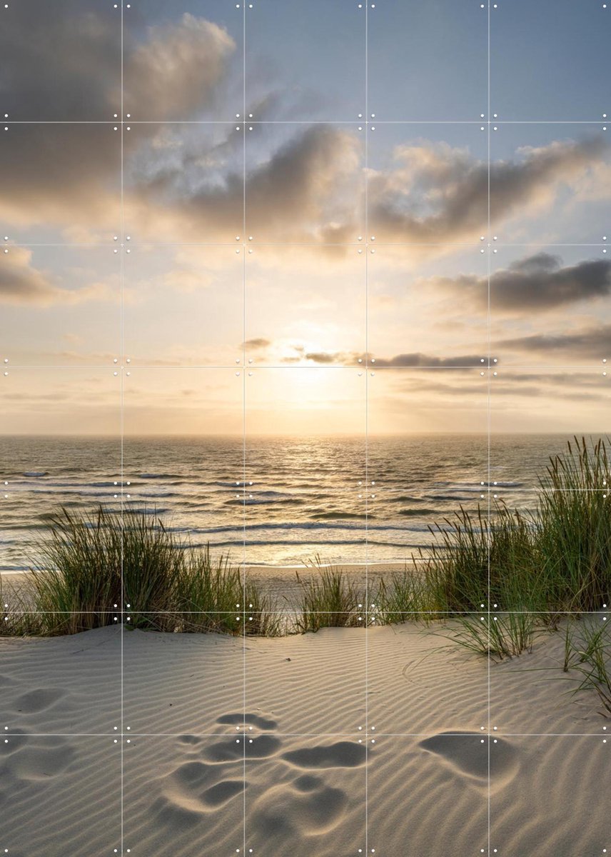 IXXI Dune beach at sunset, Jan Becke - 100 x 140 cm - Gratis ophangtool - Grote wanddecoratie en posters - Naturalisme, Fotografie, Impressionisme