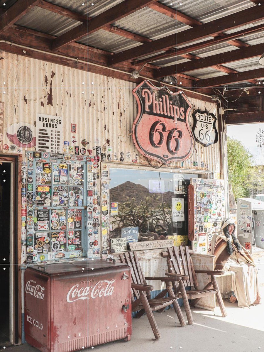 IXXI Route 66 Arizona, Henrike Schenk - 60 x 80 cm - Gratis ophangtool - Grote wanddecoratie en posters - Retro, Illustraties, Vintage, Fotografie