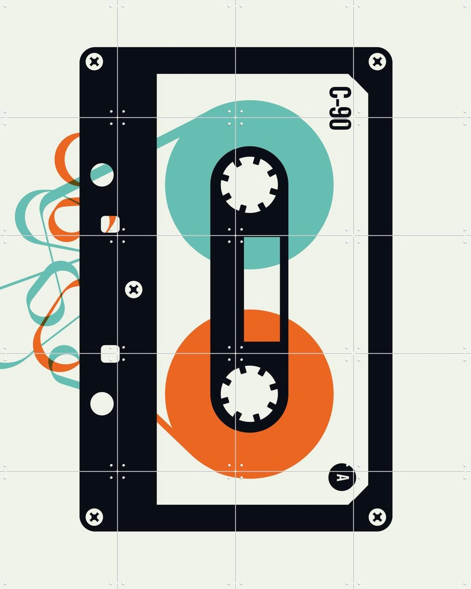 IXXI Mixtape, Bo Lundberg - 80 x 100 cm - Gratis ophangtool - Grote wanddecoratie en posters - Geometrische Kunst, Vintage, Minimalisme, Retro