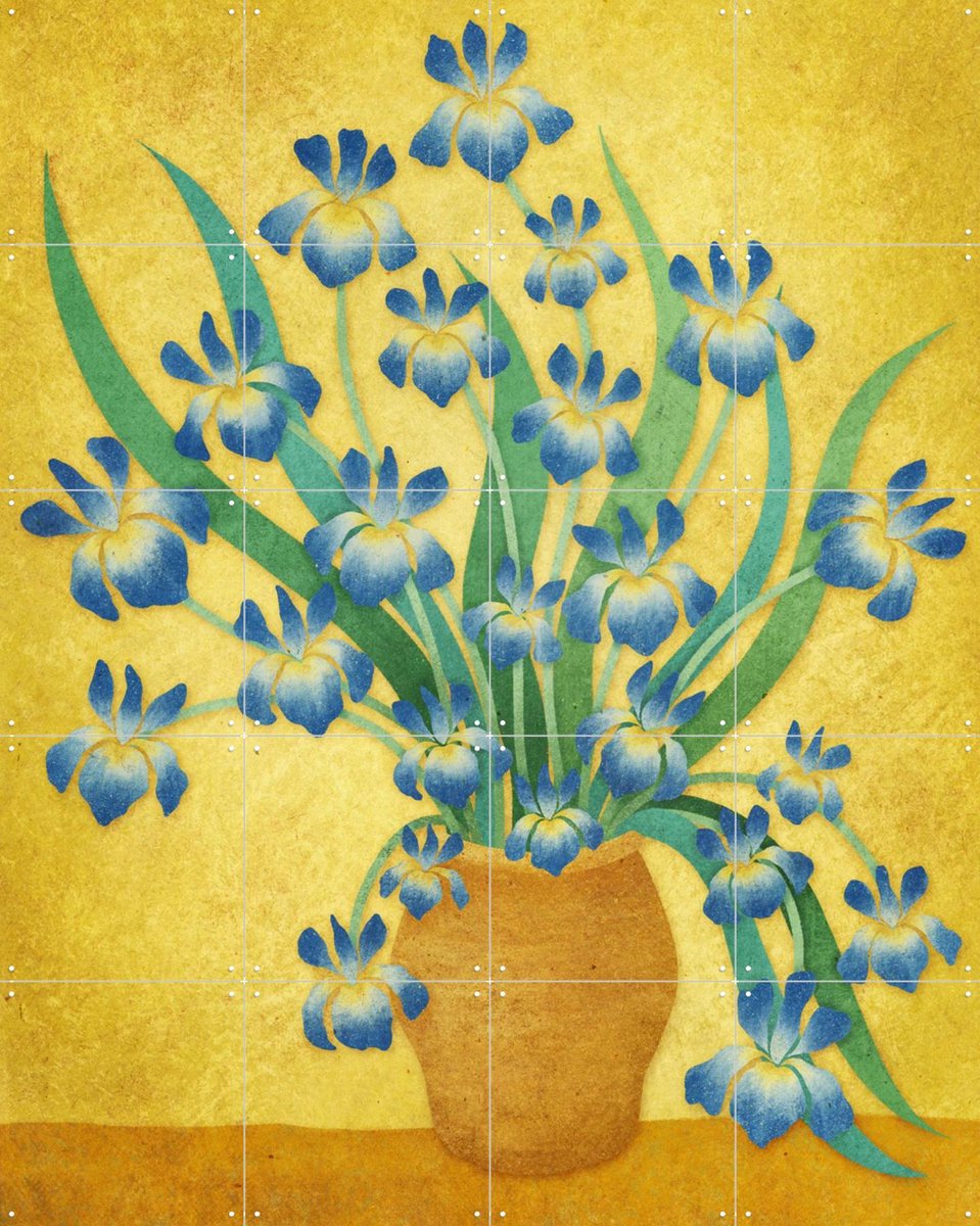 IXXI Irises, Rebecca Flaherty & Van Gogh 21st Century - 80 x 100 cm - Gratis ophangtool - Grote wanddecoratie en posters - Klassiek, Illustraties