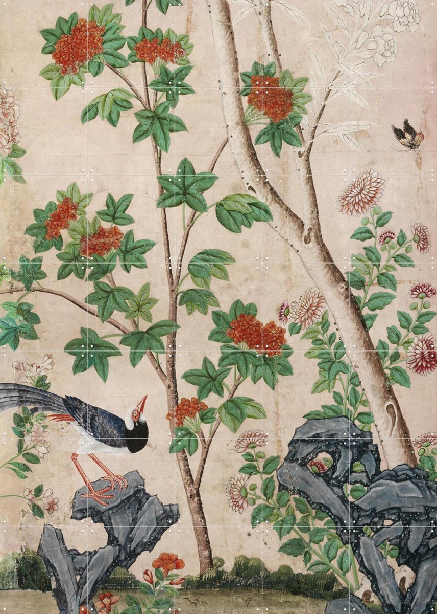 IXXI Panel of a Chinese Wallpaper II, Victoria and Albert Museum - 100 x 140 cm - Gratis ophangtool - Grote wanddecoratie en posters - Illustraties