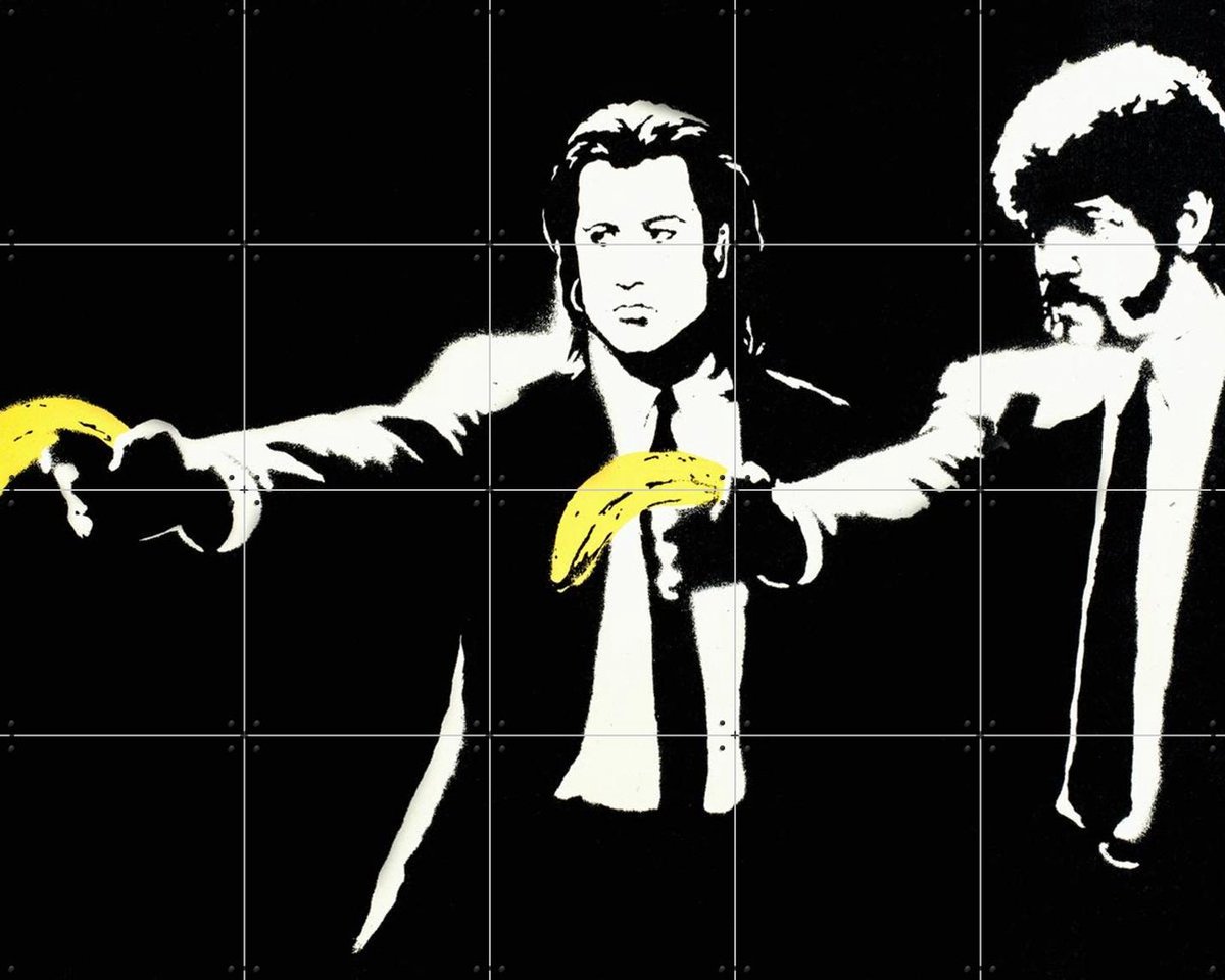 IXXI Pulp fiction, Banksy - 100 x 80 cm - Gratis ophangtool - Grote wanddecoratie en posters - Pop art, Grafisch Ontwerp, Illustraties, Street art
