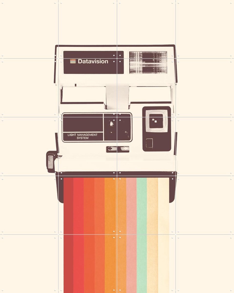 IXXI Instant Camera Rainbow, Florent Bodart - 80 x 100 cm - Gratis ophangtool - Grote wanddecoratie en posters - Pop art, Minimalisme, Vintage