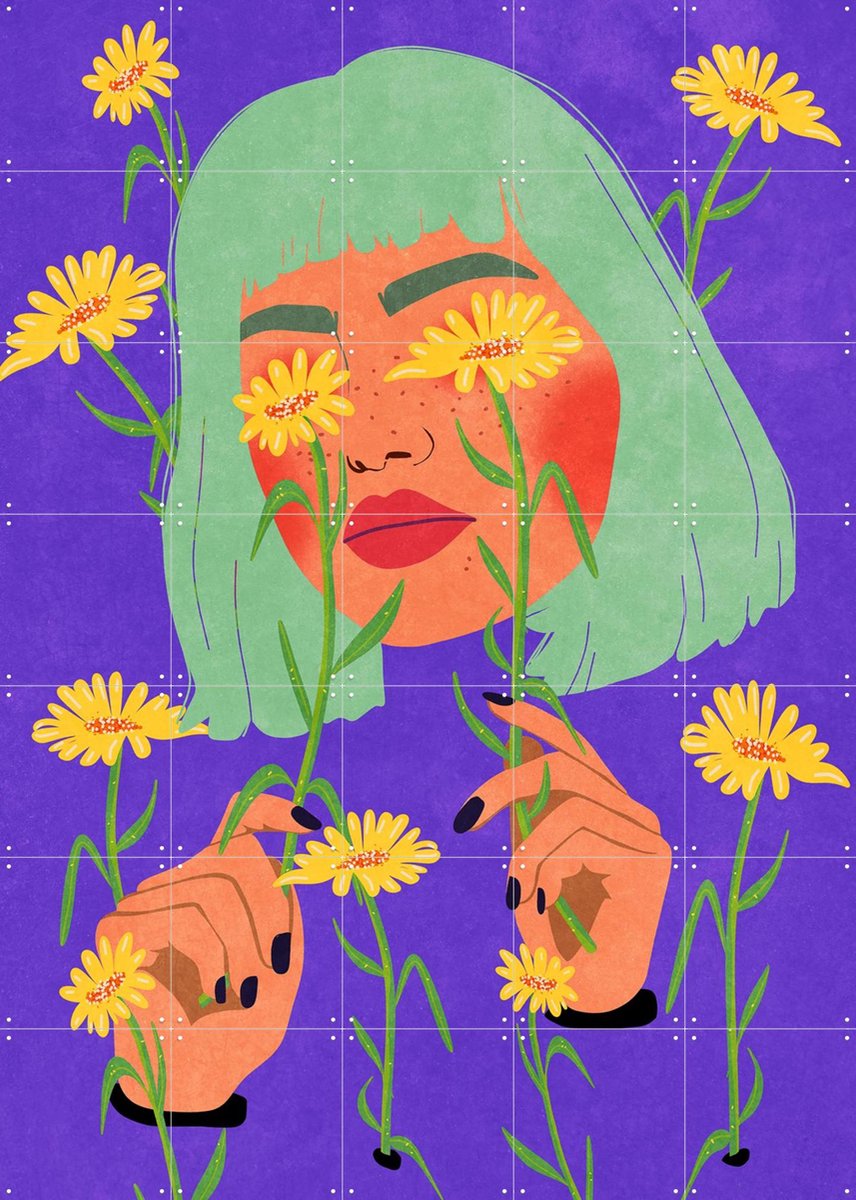 IXXI Girl wanna bloom, Raissa Oltmanns - 100 x 140 cm - Gratis ophangtool - Grote wanddecoratie en posters - Speels, Digitale Kunst, Pop art