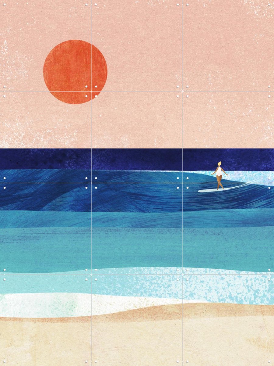 IXXI The Wave, Henry Rivers - 60 x 80 cm - Gratis ophangtool - Grote wanddecoratie en posters - Minimalisme, Speels, Illustraties, Digitale Kunst