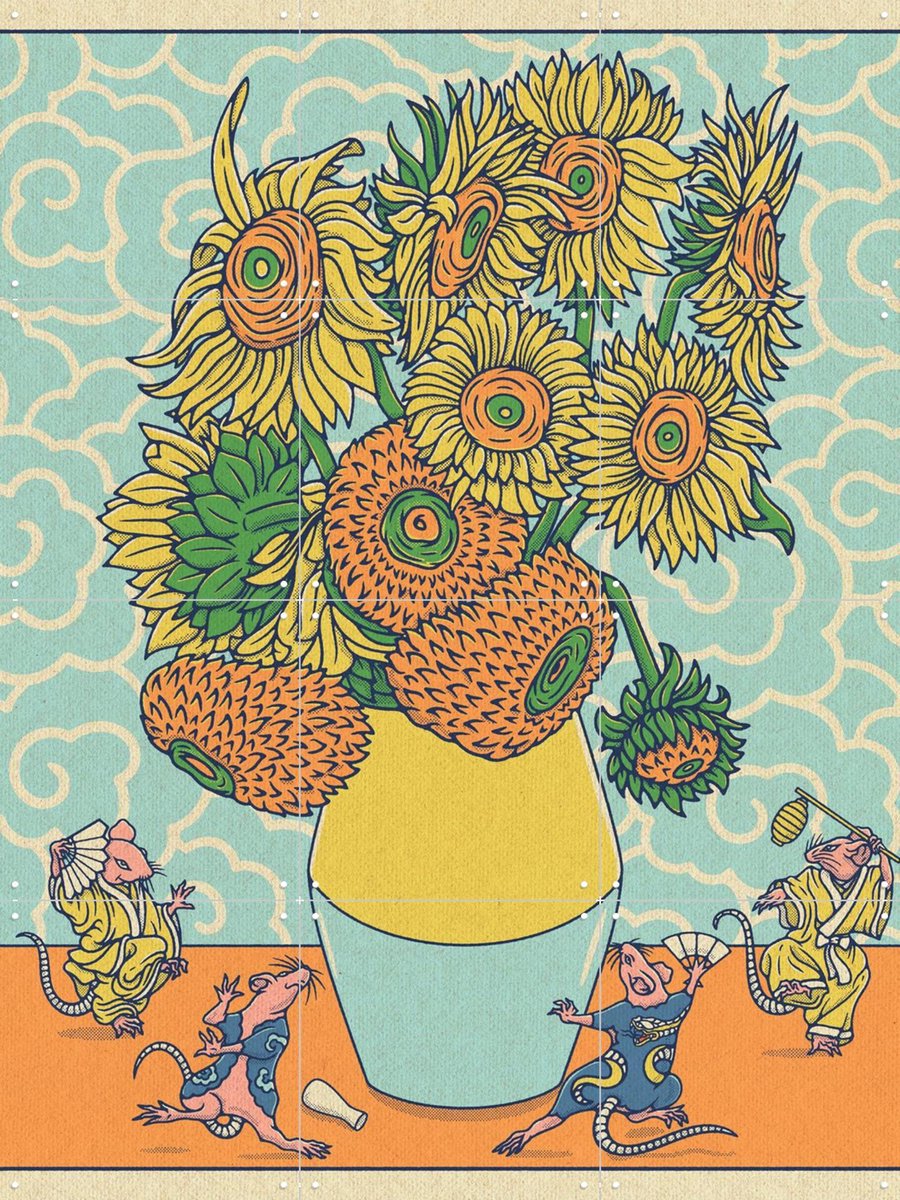 IXXI A Dance for the Sun, Ryan Ragnini - 60 x 80 cm - Gratis ophangtool - Grote wanddecoratie en posters - Pop art, Kleurrijk, Grafisch Ontwerp