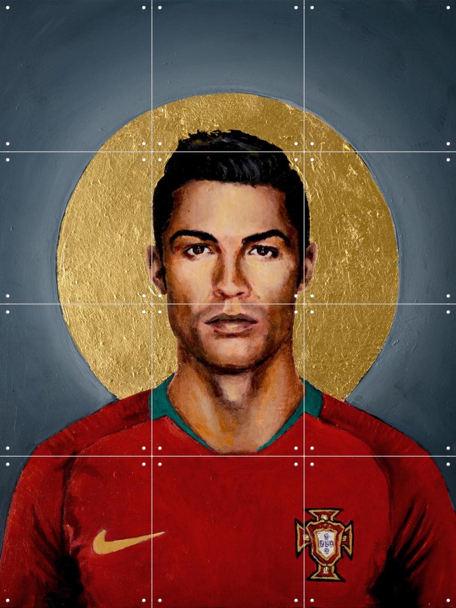 IXXI Cristiano Ronaldo, David Diehl - 60 x 80 cm - Gratis ophangtool - Grote wanddecoratie en posters - Kleurrijk, Illustraties, Olieverf, Grafisch