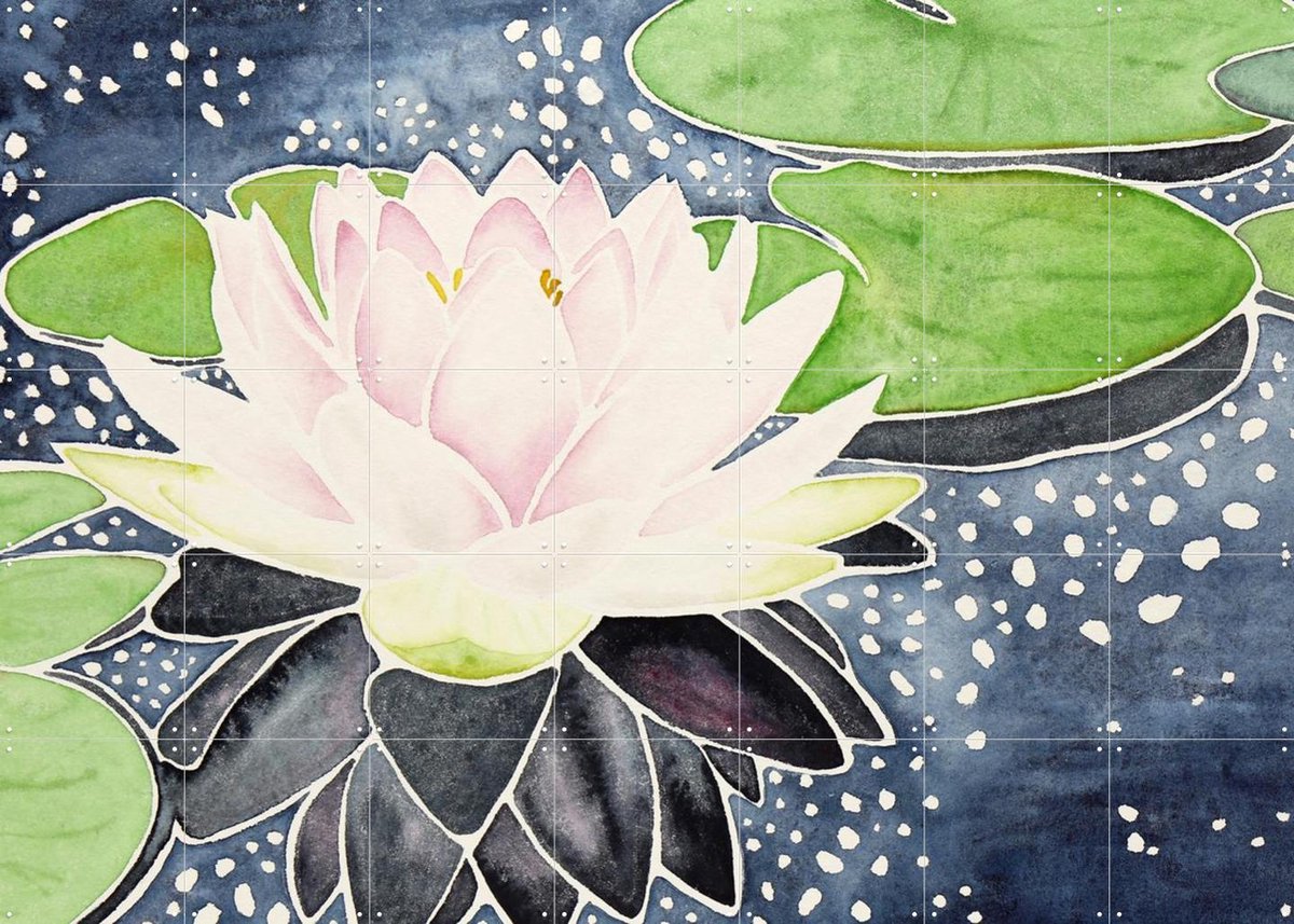 IXXI Pink Lotus Flower in Sparkling Water, Natalie Bruns - 140 x 100 cm - Gratis ophangtool - Grote wanddecoratie en posters - Naturalisme, Aquarel