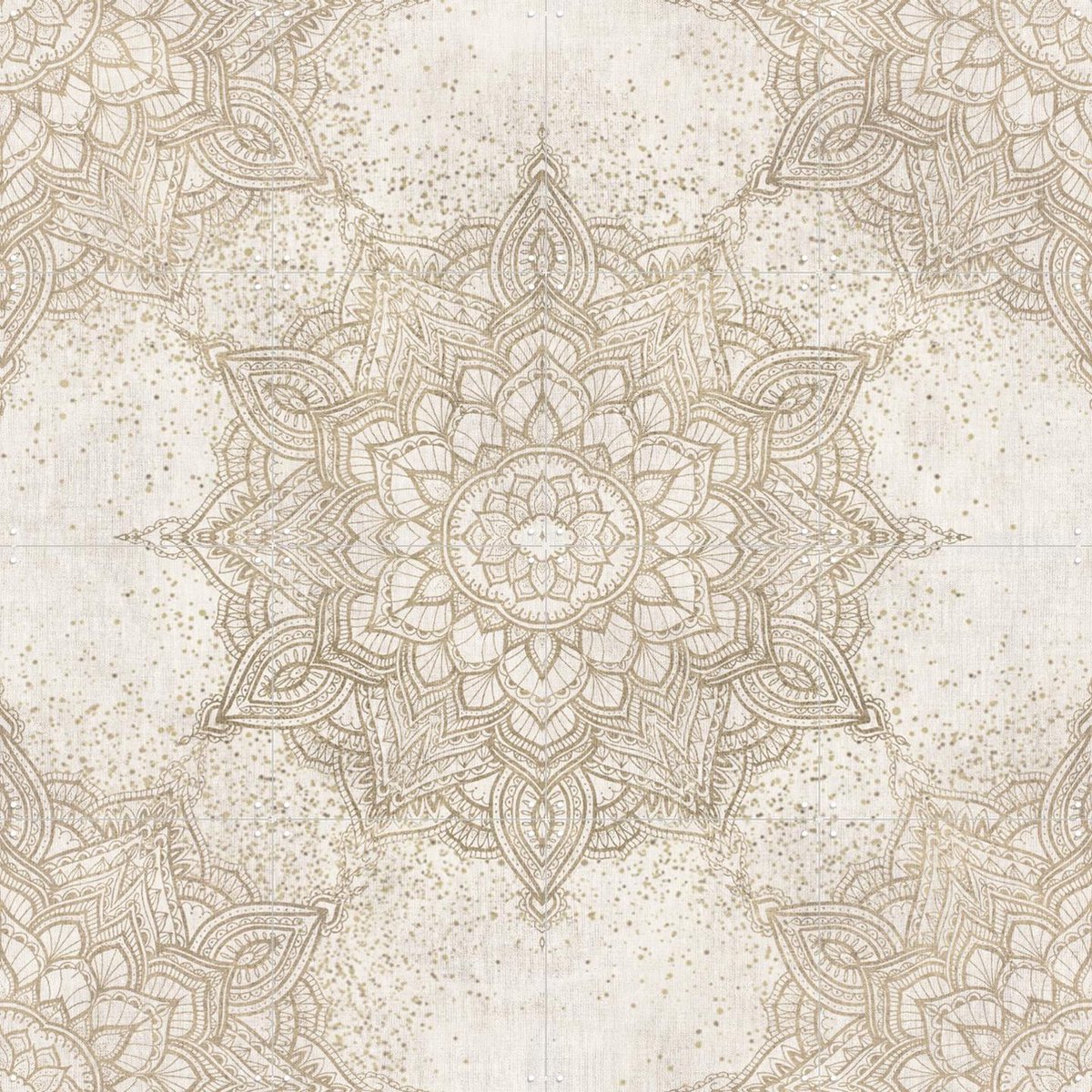 IXXI Golden Boho Mandala, Bloomery Decor - 80 x 80 cm - Gratis ophangtool - Grote wanddecoratie en posters - Minimalisme, Geometrische Kunst, Line