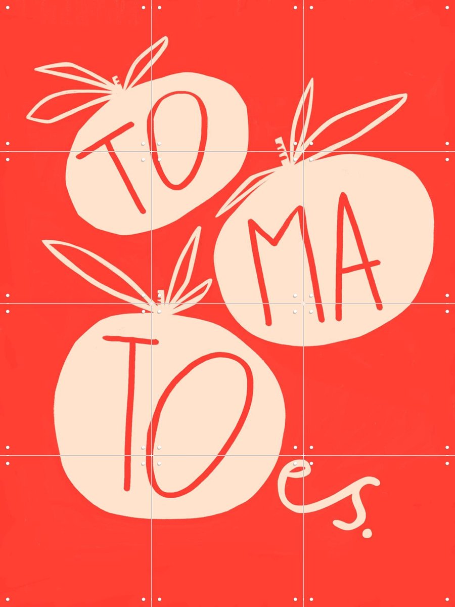 IXXI Tomatoes, Gozde - 60 x 80 cm - Gratis ophangtool - Grote wanddecoratie en posters - Illustraties, Speels, Typografie, Grafisch Ontwerp, Eetkamer