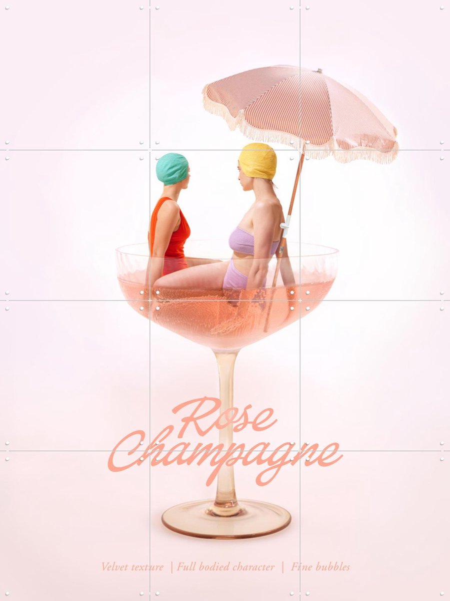 IXXI Rose Champagne, Paul Fuentes - 60 x 80 cm - Gratis ophangtool - Grote wanddecoratie en posters - Fotografie, Pop art, Grafisch Ontwerp, Speels