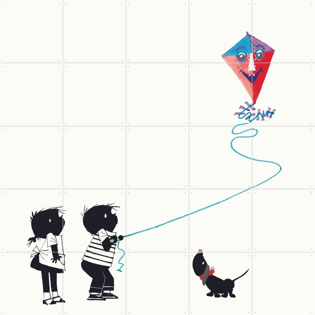 IXXI Vlieger, Fiep Westendorp - 100 x 100 cm - Gratis ophangtool - Grote wanddecoratie en posters - Speels, Illustraties, Cartoonesk, Babykamer