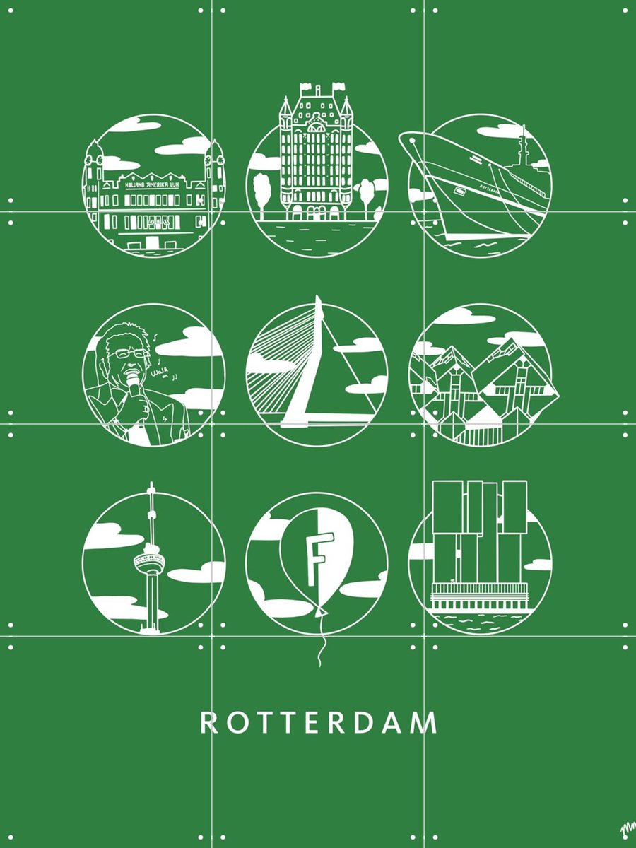 IXXI Rotterdam Icons - Mono, Art Studio Jet & Kunst in Kaart - 60 x 80 cm - Gratis ophangtool - Grote wanddecoratie en posters - Illustraties
