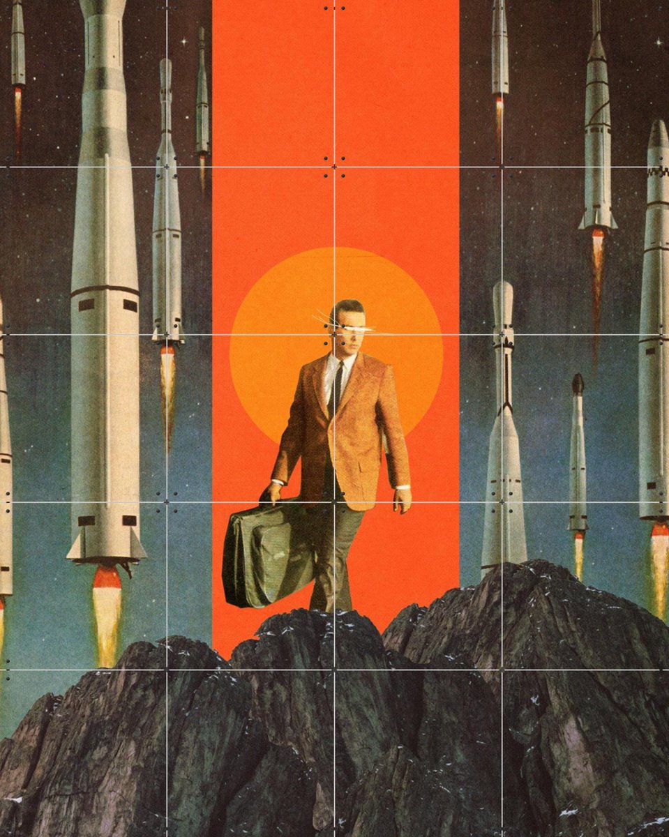 IXXI The Departure, Frank Moth - 80 x 100 cm - Gratis ophangtool - Grote wanddecoratie en posters - Collage, Pop art, Surrealisme, Vintage