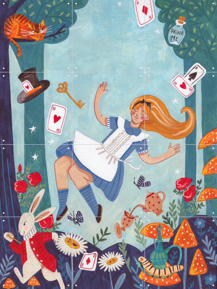 IXXI Alice in Wonderland, Caroline Bonne Müller & Various - 60 x 80 cm - Gratis ophangtool - Grote wanddecoratie en posters - Cartoonesk, Speels