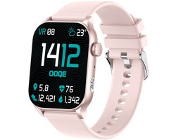 OOQE WATCH PRO 8 - Smartwatch Heren en Dames | Geschikt voor iOS en Android | AMOLED | Notificaties | Gezondheidsanalyse | Sportanalyse | GPS Koppeling | Bellen | Muziek/Audio Luisteren | Ergonomisch | Nederlandstalig | Roze