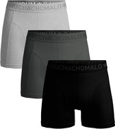 Drie Muchachomalo boxershorts opgestapeld: zwart, grijs en lichtgrijs.