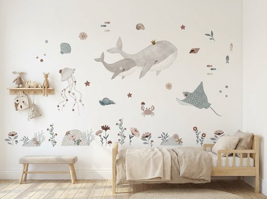 Muursticker Animaux marins - Muursticker chambre d'enfant - Décoration murale Vinyl autoadhésive - Peel & Stick