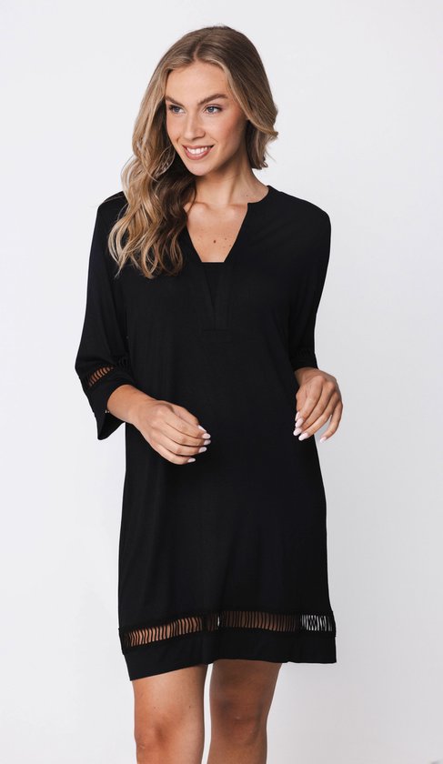 Pastunette Premium - Jurk - Ivory Shore - Viscose - Zwart - Maat 42