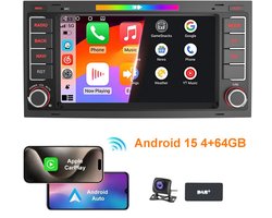 ESSGOO Autoradio 4+64GB met Carplay en Android Auto - voor Volkswagen VW T5 Transporter Touareg - 2-DIN radio - met 7-inch scherm - navigatiesysteem - Bluetooth USB FM RDS -Achteruitrijcamera - DAB+