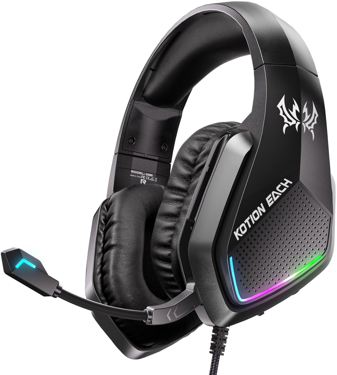KOTION EACH G5000 Gaming Headset - RGB - Over-ear Koptelefoons - met Microfoon - Multi platform -Zwart