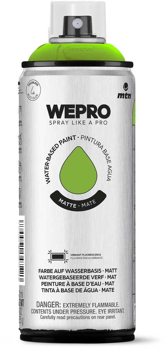 Spuitbus Fluor Groen Mat MTN WEPRO WATER-BASED PAINT 400ML