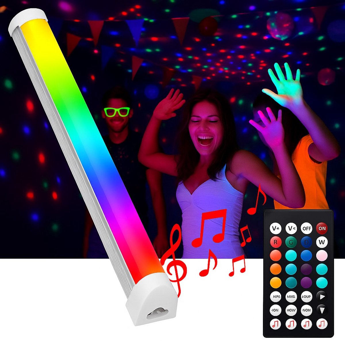 Slimme Gekleurde RGB TL Lamp met Afstandsbediening - 150 cm - Met Armatuur