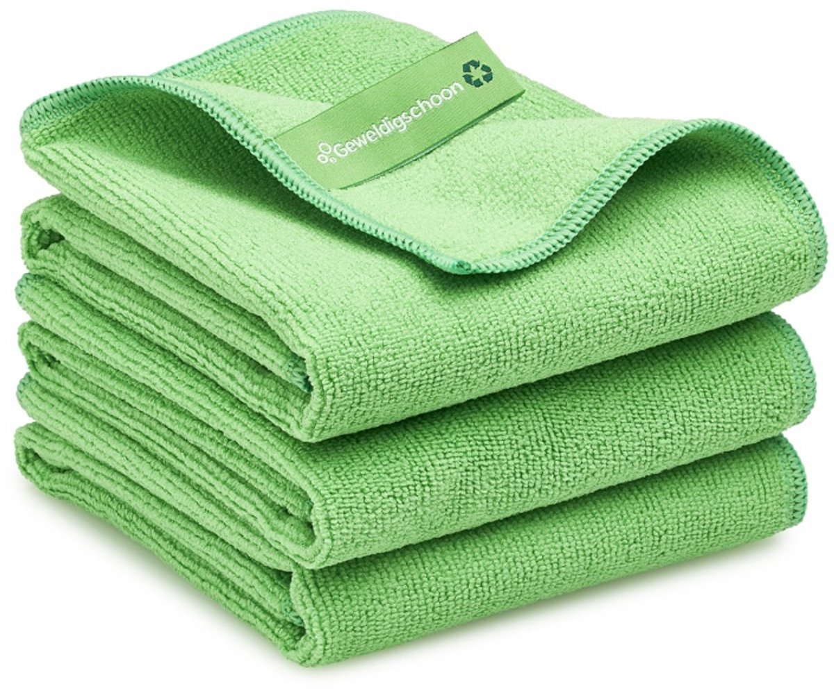 Geweldigschoon Schoonmaakdoeken RPET - 40x40cm - 3 stuks - Microvezeldoeken - Groen