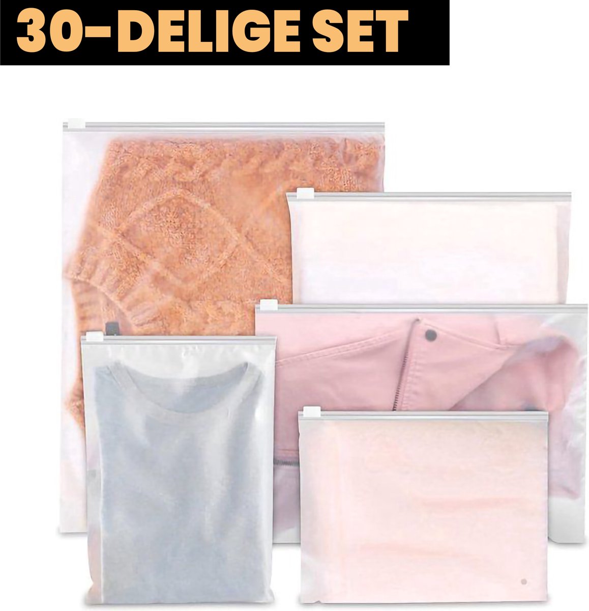 Reiszakken Set 30-Delig - 5 Formaten - Waterafstotend & Herbruikbaar - Kleding Organizer voor Koffer
