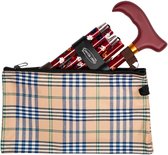 Garcia 1880 Opvouwbare wandelstok - Incl. polsbandje en opbergtas - Rood met bloemen - Verstelbaar van 84 tot 92 cm - Aluminium - Derby handvat - Wandelstok vrouwen en mannen - Met wandelstok clip