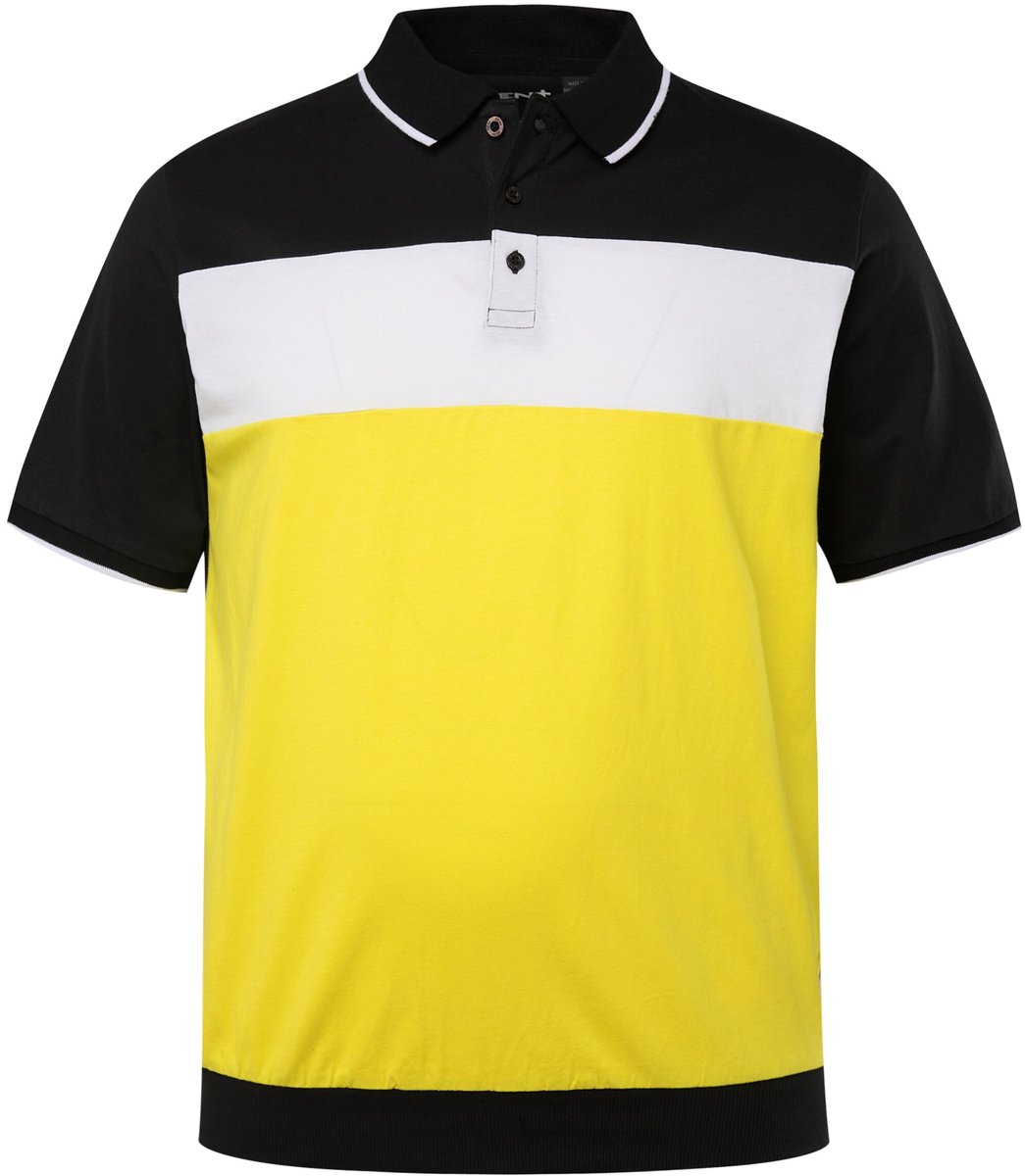 Men Plus - Heren - Poloshirt korte mouwen buik-fit colorblocking - Zwart - Maat 68+