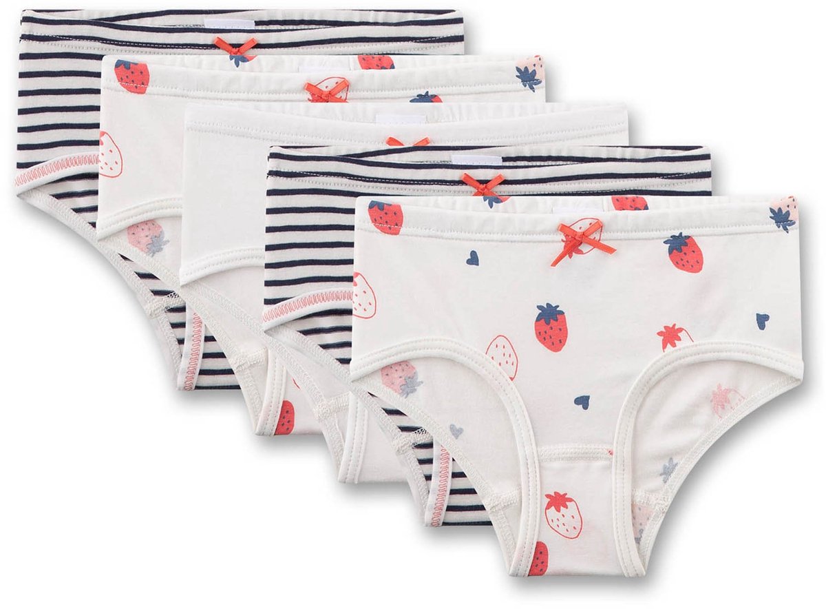 Sanetta Broekje Hipslip 5P 128 Set van 5 Wit/Zwart/Rood