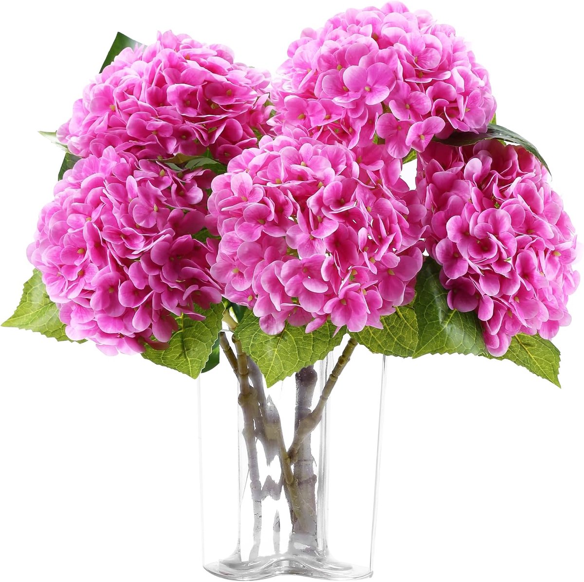5x Kunstmatige Hortensia Bloemen Real Touch – 50 cm – Licht Fuchsia – Levensechte Hydrangea Takken – Decoratie voor Woonkamer, Bruiloft & Kantoor