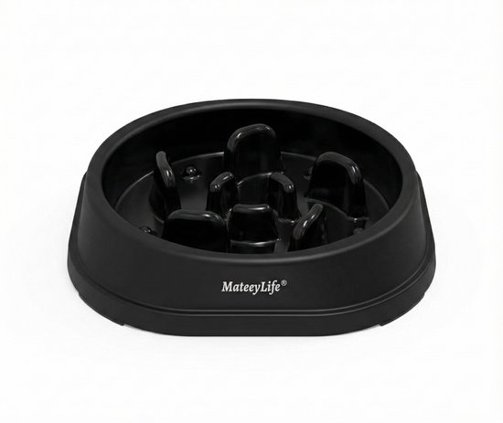 Renato - Anti schrokbak hond – Slowfeeder hond - Anti-slip – Zwart - Geschikt voor kleine en middelgrote honden