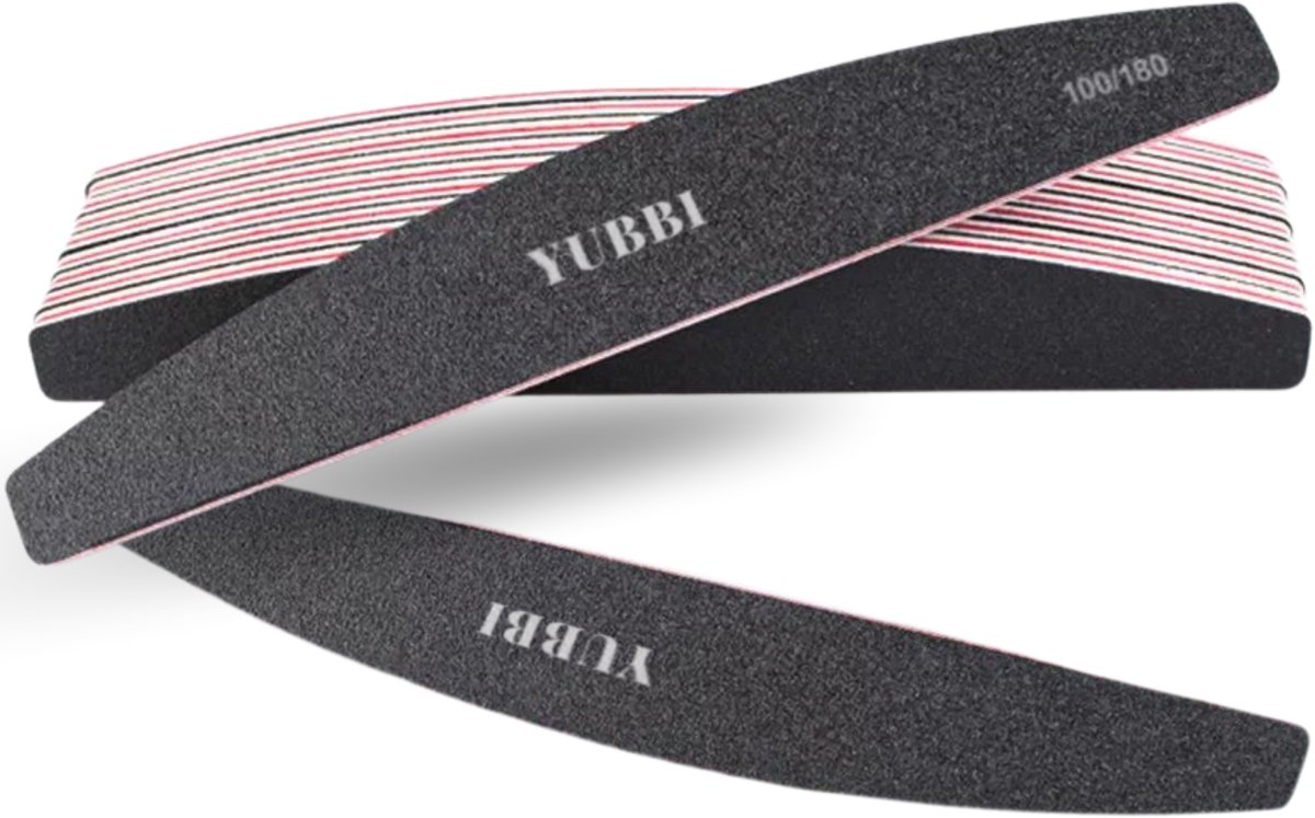 YUBBI 20 Stuks Dubbelzijdige Zebra Nagel Vijl - NagelVijl- Nail Files - Manicure Set - Nagelverzorging - 100/180 grit - Zwart