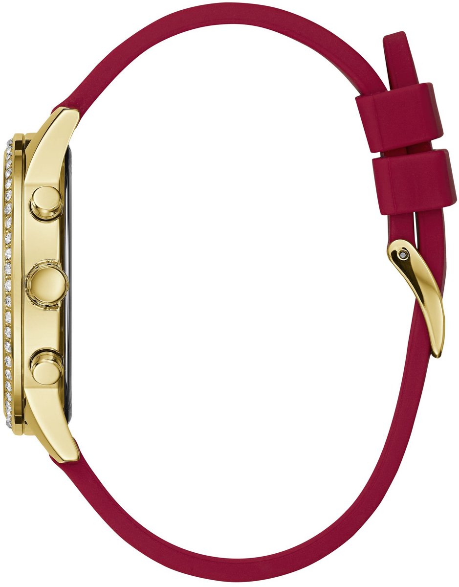 Guess Solar Quartz Analoog Horloge Rood Kast: 100 % Roestvrij Staal | Band: 100 % Siliconen 40 mm U1135L6M