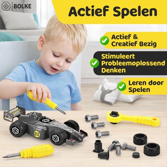 Bolke outils jouet garçons - perceuse jouet - établi jouet - coffre à outils pour enfants - 26 pièces