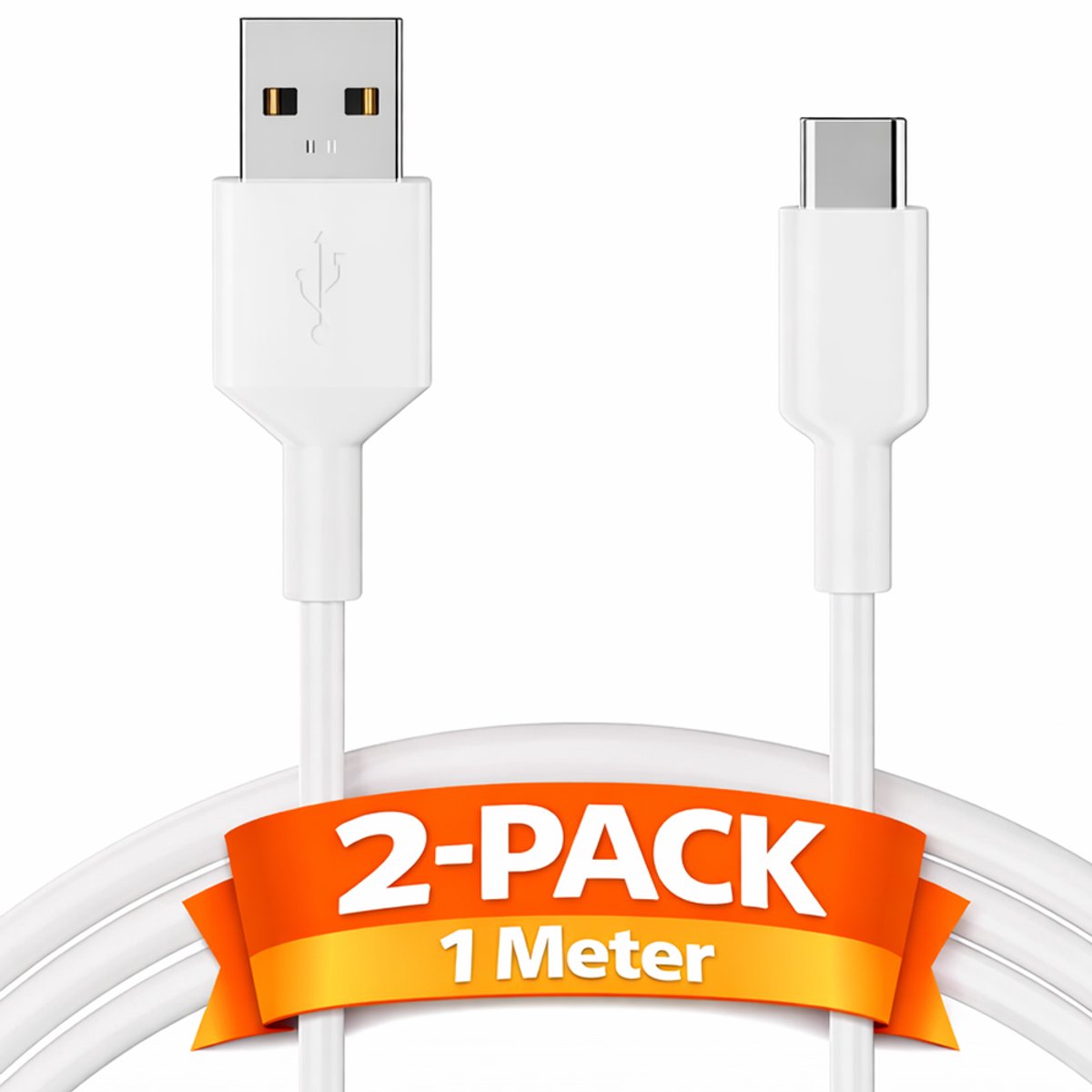 USB C kabel - USB A naar USB C kabel - USB C naar USB A kabel - USB-C kabels - Oplaadkabel USB C - USBC kabel - 1 Meter - 2-PACK