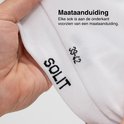 Witte sok met zwarte tekst 'SOLIT' en maatindicatie '39-42'.